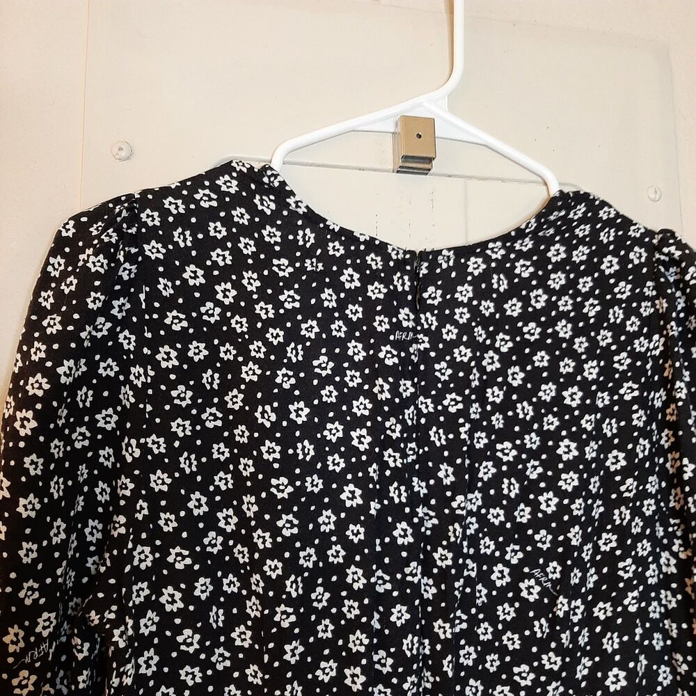 NEW AFRM Nordstrom Madsen Dress Black Women Size M Long Sleeve Ditsy Floral Slit - Picture 14 of 14